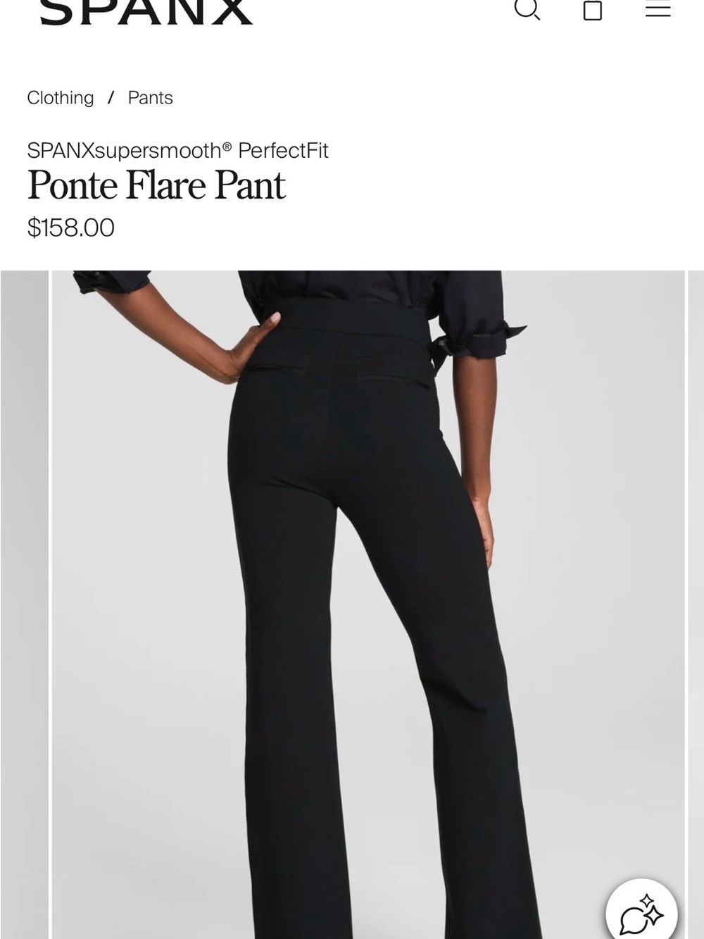 SPANX Black Ponte Flare Pant - High Waist Bootcut Sz Medium